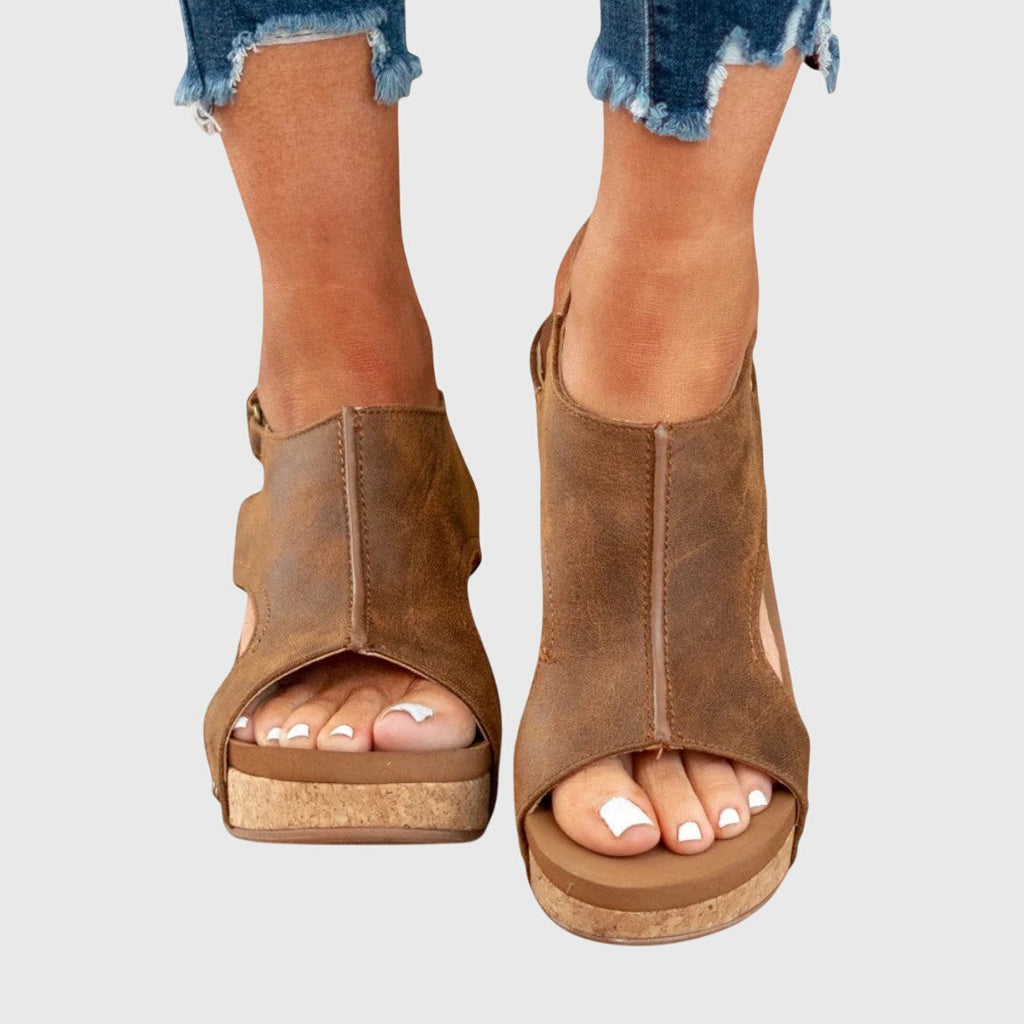 MATILDA | Peep Toe Wedge Comfort Sandals