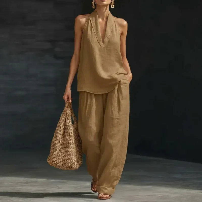 SERENELLE | Relaxed Halterneck Co-Ord Trouser Set