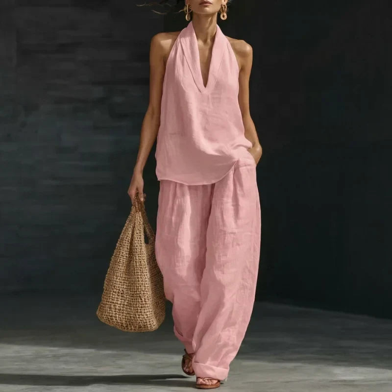SERENELLE | Relaxed Halterneck Co-Ord Trouser Set