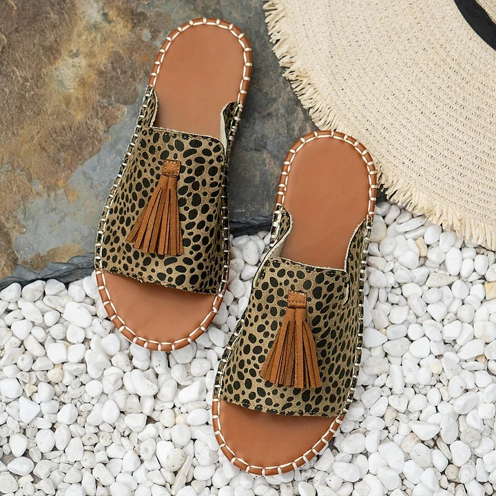 ESMERALDA | Bohemian Tassel Slide Summer Sandals