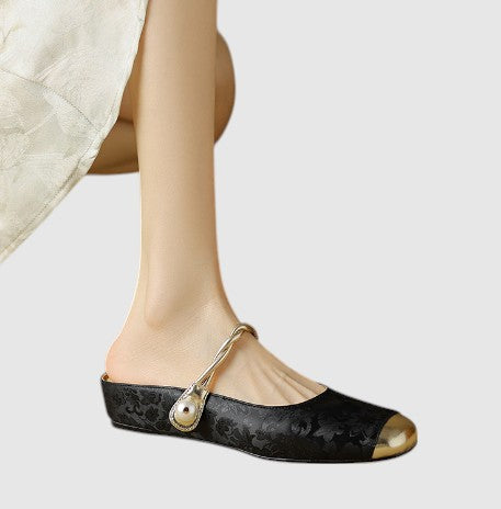 AMELIA | Textured Block Heel Ballet Shoes