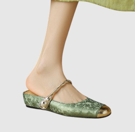 AMELIA | Textured Block Heel Ballet Shoes