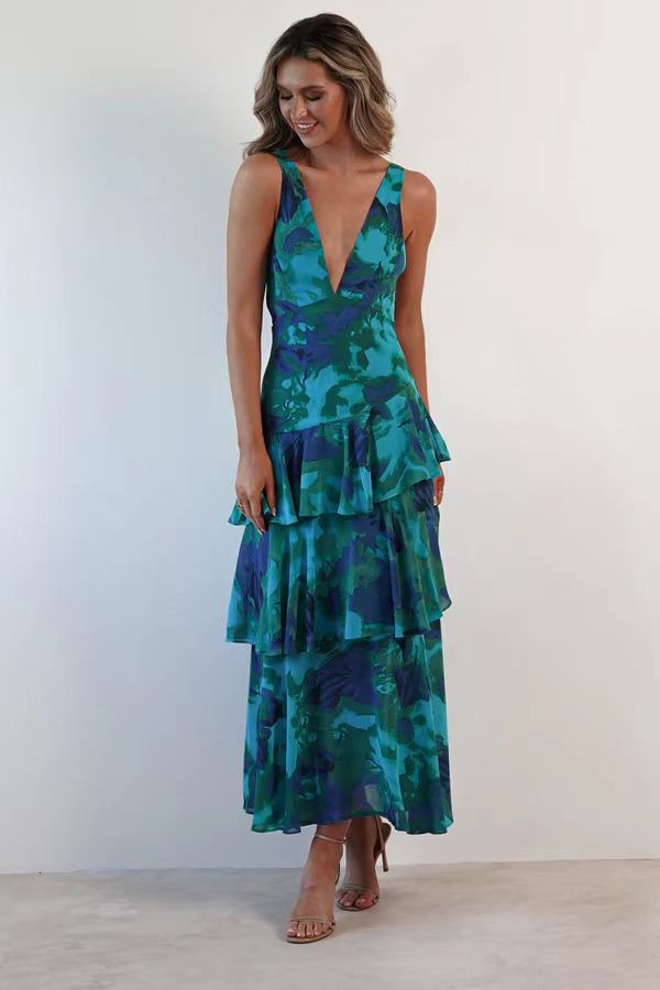 Floral Ruffle Maxi Dress by LISA