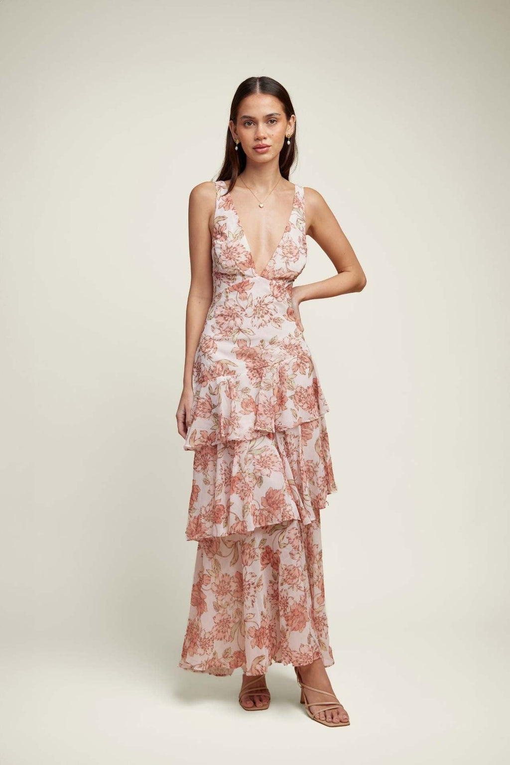 Floral Ruffle Maxi Dress by LISA