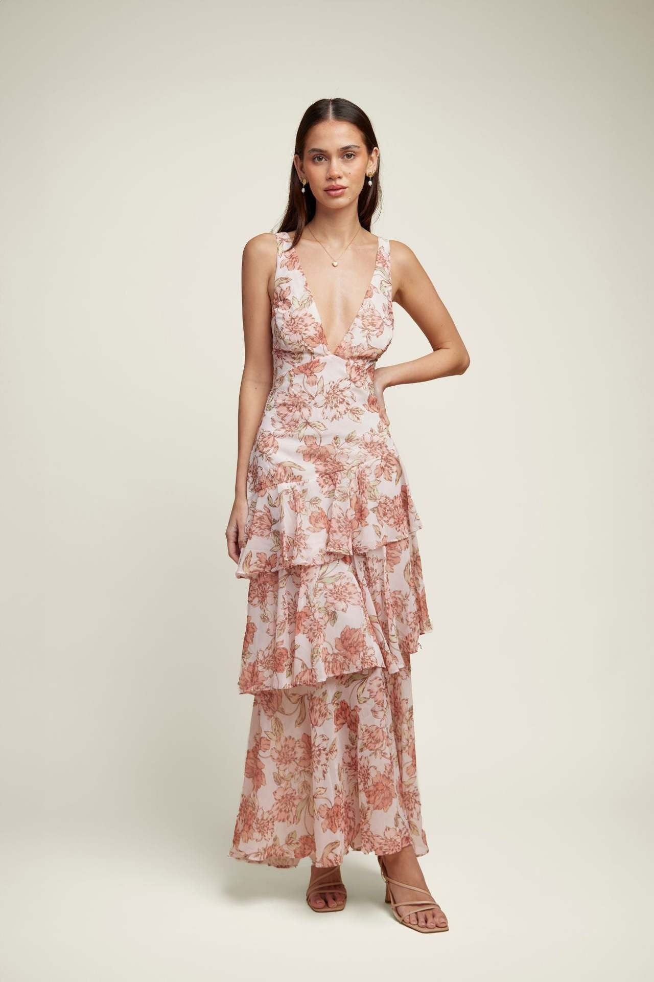 Floral Ruffle Maxi Dress by LISA