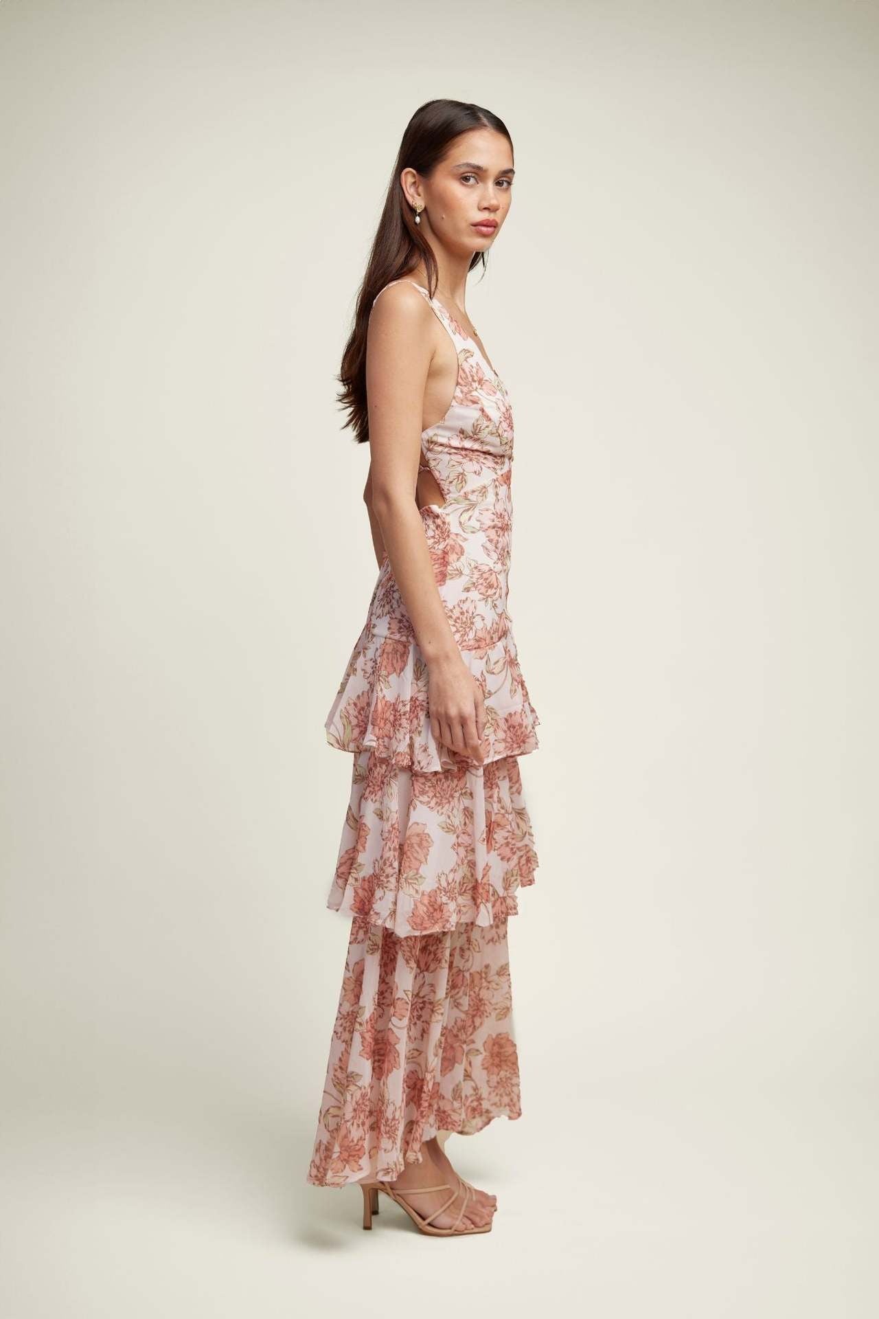 Floral Ruffle Maxi Dress by LISA