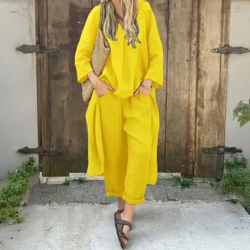 Lucía | Relaxed Long Vest and Wide-Leg Trousers Two-Piece Set