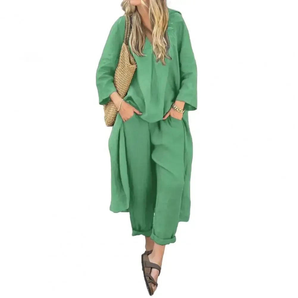 Lucía | Relaxed Long Vest and Wide-Leg Trousers Two-Piece Set