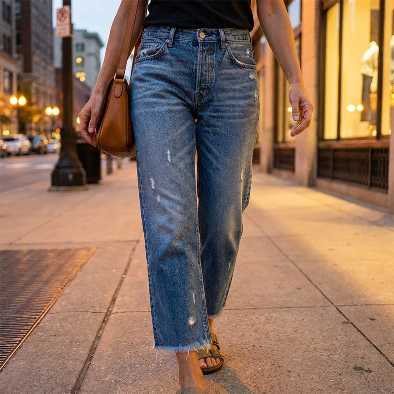 FLORENCE | Mid Rise Cropped Denim Trousers