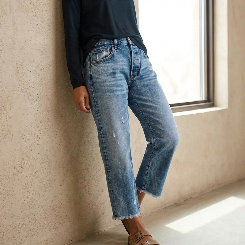FLORENCE | Mid Rise Cropped Denim Trousers